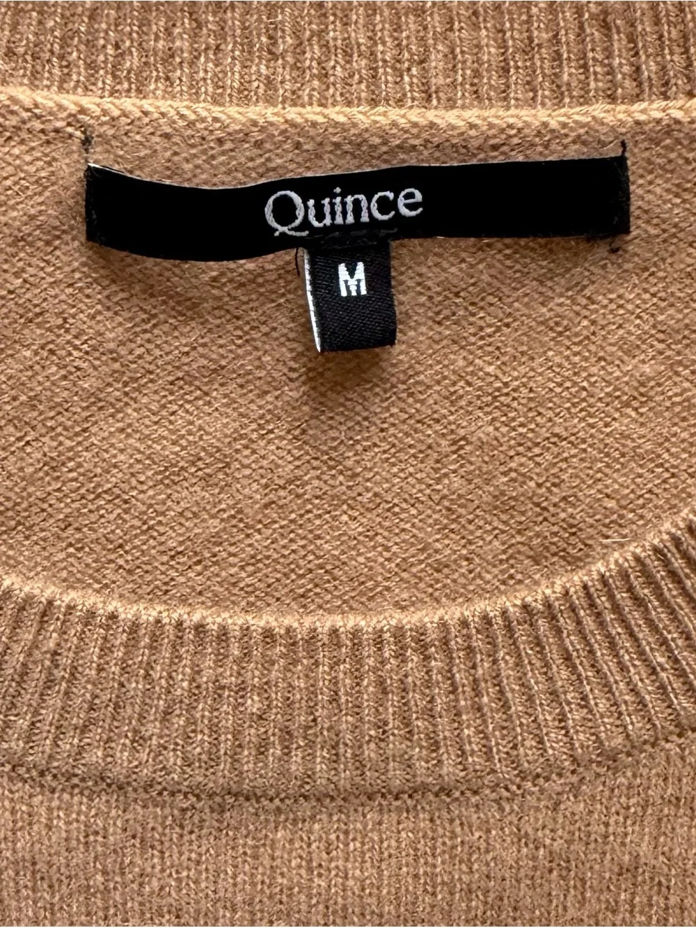 Quince Mongolian Cashmere Camel Brown Short Sleeve Sz Medium